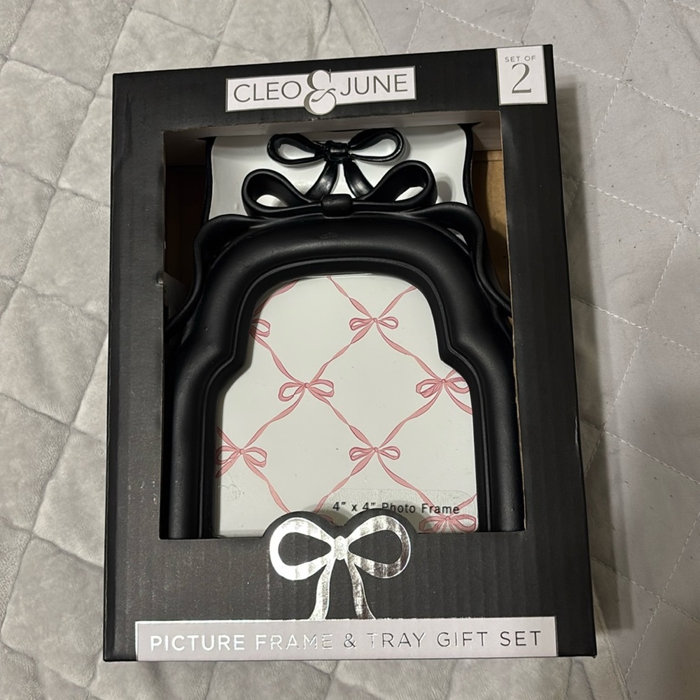 Coquette bow frame and tray set.